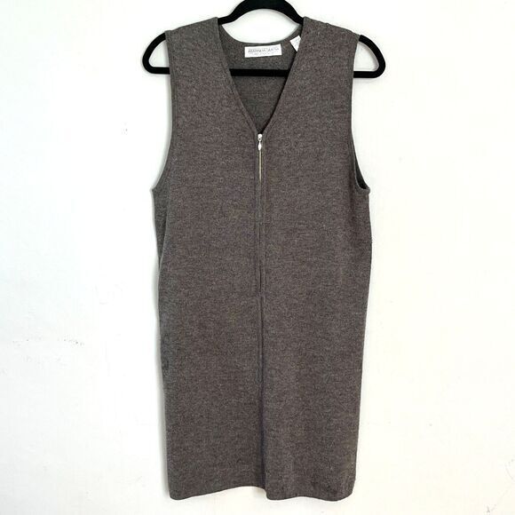 Vintage Lambswool Blend Sleeveless Sweater Knit Dress by Amanda Smith Sz M Gray - Picture 1 of 11